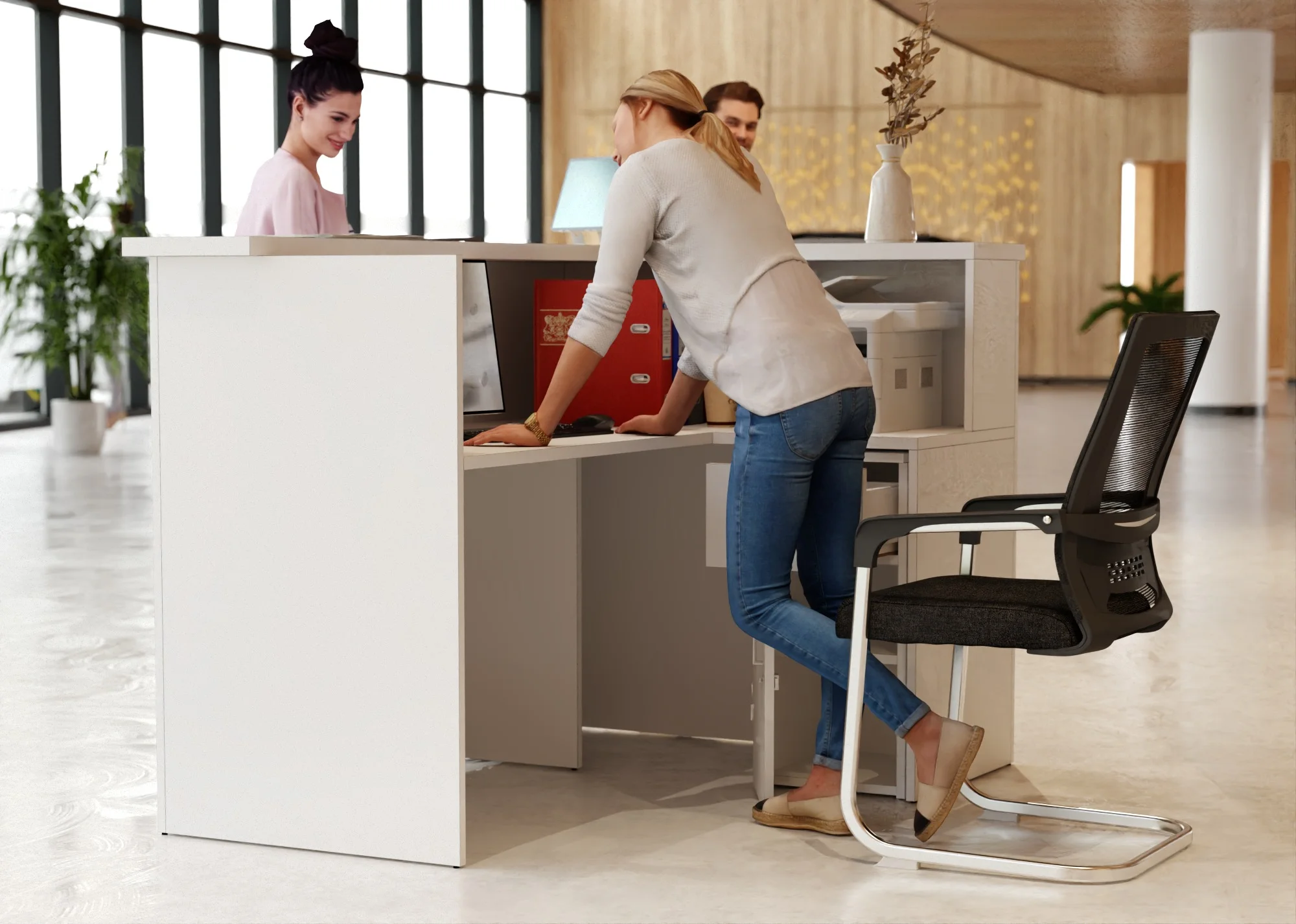 Recepcja z mozajką drewnianą